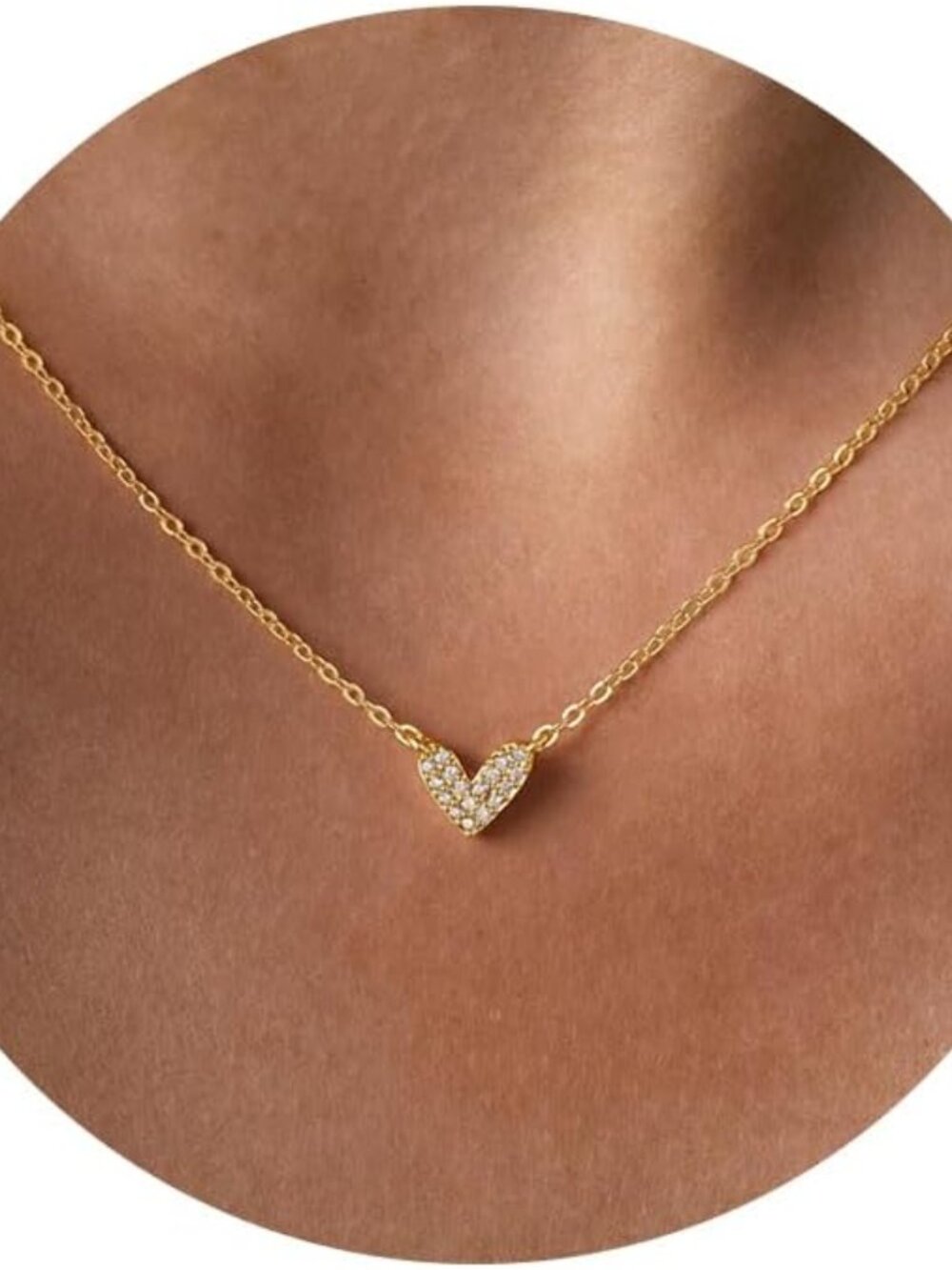 Heart Necklaces for Women Dainty 14k Gold Plated Non Tarnish Cz Diamond Pendant